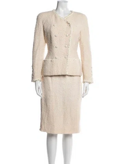 Pre-owned Chanel Vintage 1996 Skirt Suit In Neutrals