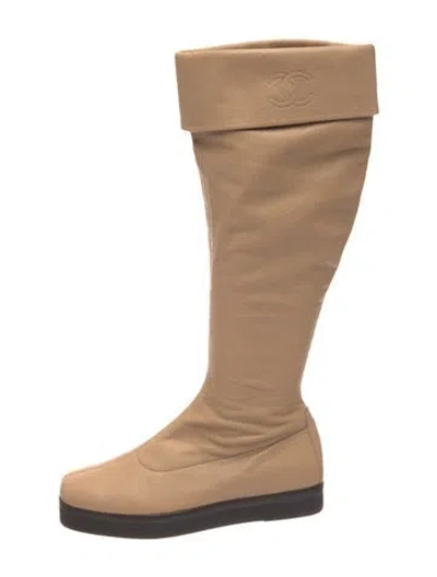 Pre-owned Chanel Vintage 1999 Boots In Neutrals