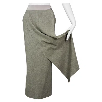 Pre-owned Chanel Vintage 1999  Overlap Panel Cachemere Wool Long Skirt In Gray