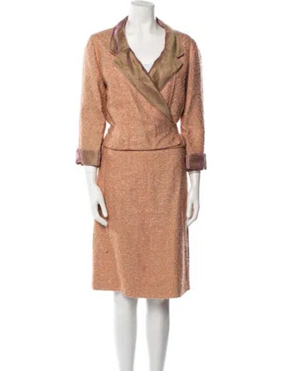 Pre-owned Chanel Vintage 1999 Skirt Suit In Orange