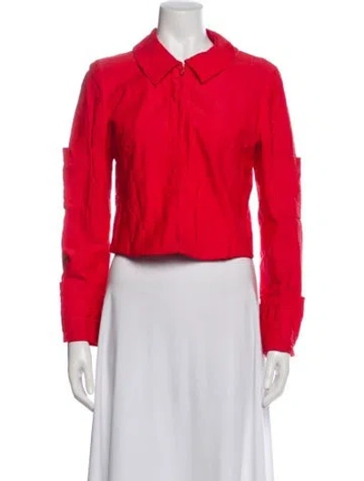 Pre-owned Chanel Vintage 2000 Biker Jacket In Red
