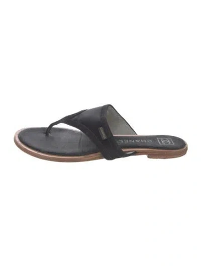 Pre-owned Chanel Vintage 2000's Flip Flops In Black