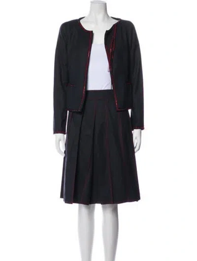 Pre-owned Chanel Vintage 2000 Skirt Set In Gray