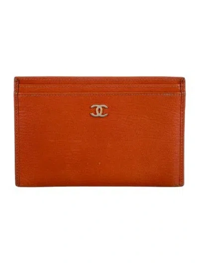 Pre-owned Chanel Vintage 2000-2002 Card Holder In Orange