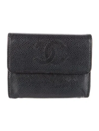 Pre-owned Chanel Vintage 2000-2002 Compact Wallet In Black