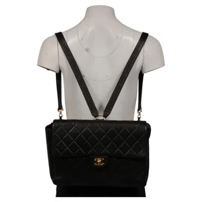 Pre-owned Chanel Vintage 2000s Quilted Leather Classic Backpack Black Gold Hardware Travel
