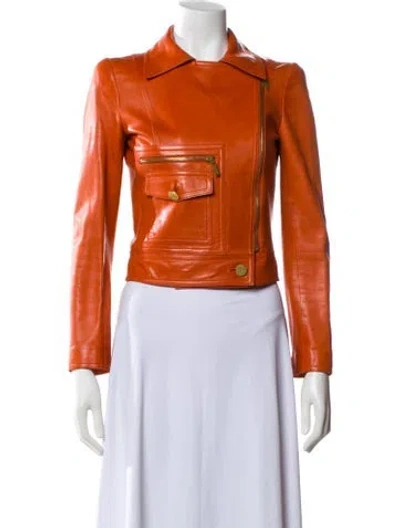 Pre-owned Chanel Vintage 2001 Biker Jacket In Orange
