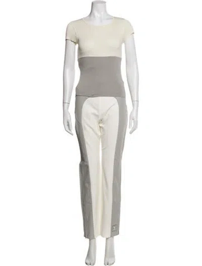 Pre-owned Chanel Vintage 2001 Pant Set In Grey/neutrals