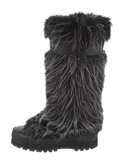 Pre-owned Chanel Vintage 2002 Snow Boots In Black