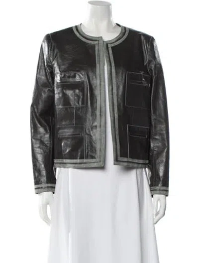 Pre-owned Chanel Vintage 2003 Biker Jacket In Gray