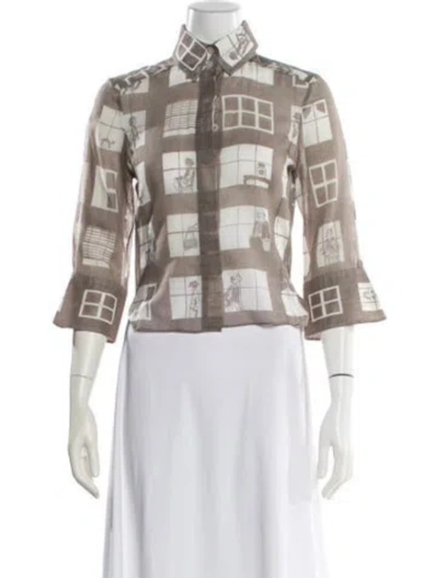 Pre-owned Chanel Vintage 2003 Blouse In Gray