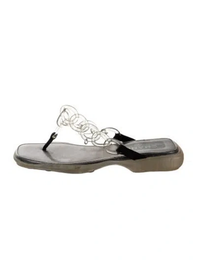 Pre-owned Chanel Vintage 2003 Flip Flops In Silver