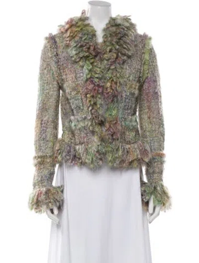 Pre-owned Chanel Vintage 2003 Fur Jacket In Green