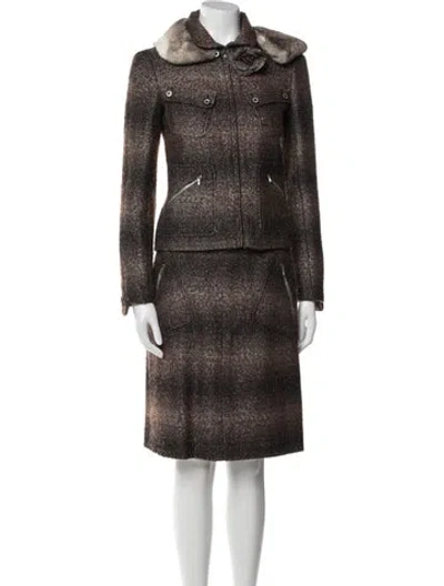 Pre-owned Chanel Vintage 2003 Skirt Suit In Brown
