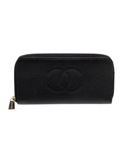 Pre-owned Chanel Vintage 2003-2004 Continental Wallet In Black