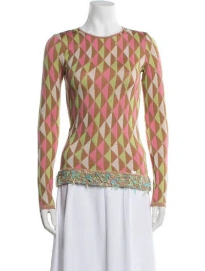 Pre-owned Chanel Vintage 2004 Sweater In Green/neutrals/pink