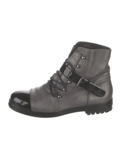 Pre-owned Chanel Vintage 2005 Combat Boots In Gray