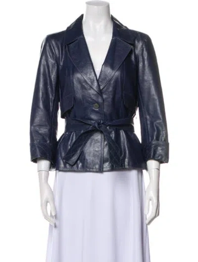 Pre-owned Chanel Vintage 2006 Biker Jacket In Blue