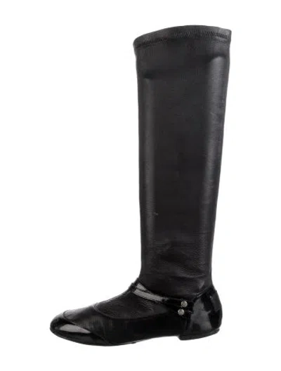 Pre-owned Chanel Vintage 2006 Riding Boots In Black