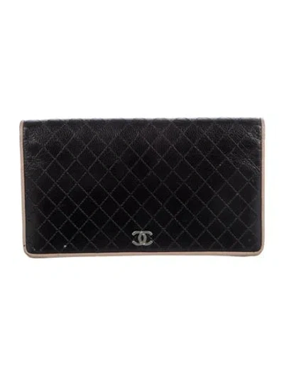 Pre-owned Chanel Vintage 2006-2008 Bifold Wallet In Black