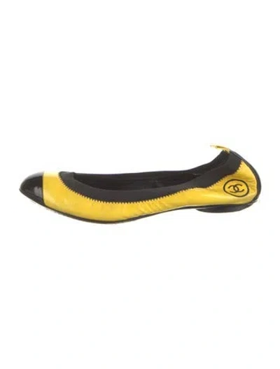 Pre-owned Chanel Vintage 2008 Ballet Flats In Yellow