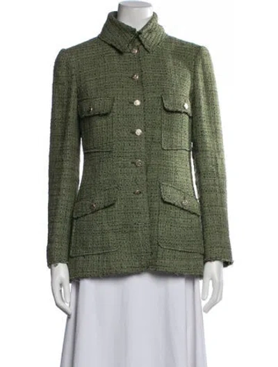 Pre-owned Chanel Vintage 2008 Blazer In Green