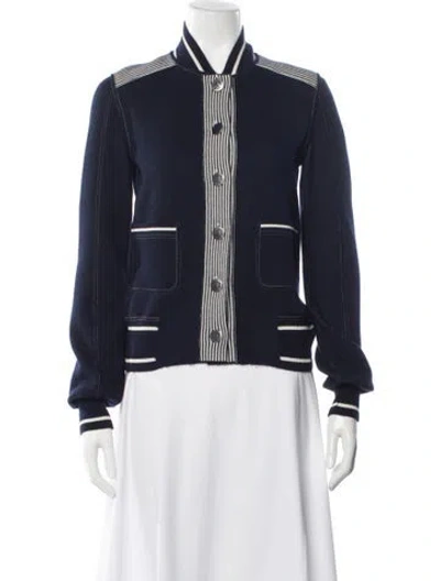 Pre-owned Chanel Vintage 2008 Bomber Jacket In Blue