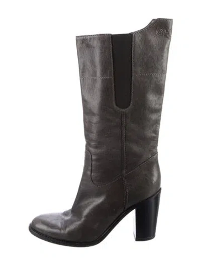 Pre-owned Chanel Vintage 2008 Boots In Gray