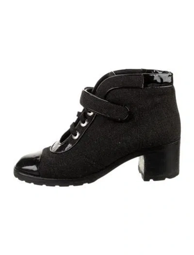 Pre-owned Chanel Vintage 2008 Lace-up Boots In Black