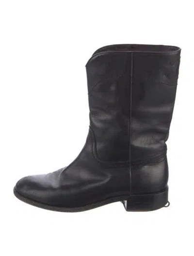 Pre-owned Chanel Vintage 2008 Moto Boots In Black