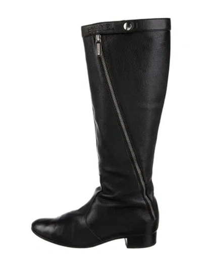 Pre-owned Chanel Vintage 2008 Riding Boots In Black