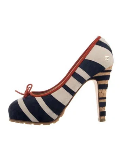 Pre-owned Chanel Vintage 2008 Slingback Pumps In Blue
