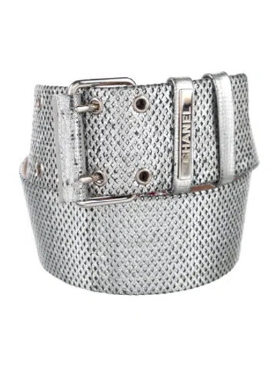 Pre-owned Chanel Vintage 2008 Waist Belt In Metallic/silver