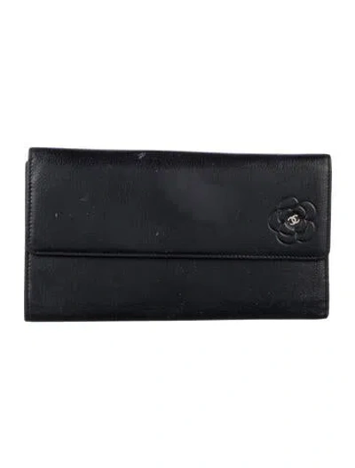 Pre-owned Chanel Vintage 2008-2009 Trifold Wallet In Black