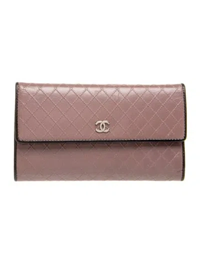 Pre-owned Chanel Vintage 2008-2009 Trifold Wallet In Neutral