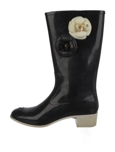 Pre-owned Chanel Vintage 2009 Rain Boots In Black