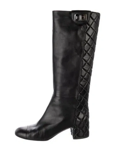 Pre-owned Chanel Vintage 2009 Riding Boots In Black