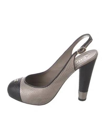 Pre-owned Chanel Vintage 2009 Slingback Pumps In Grey