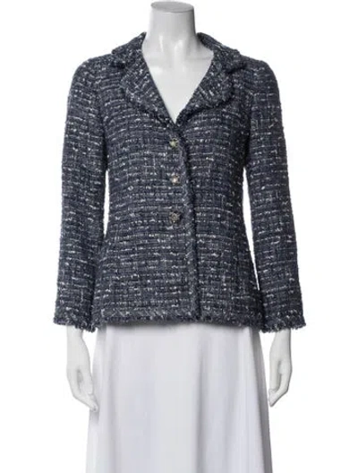 Pre-owned Chanel Vintage 2010 Blazer In Blue/white