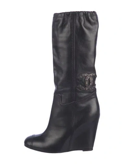 Pre-owned Chanel Vintage 2010 Boots In Black