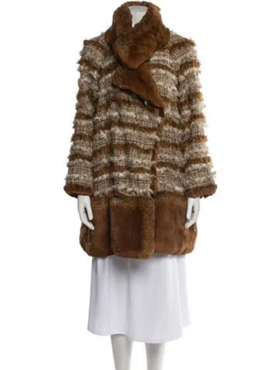 Pre-owned Chanel Vintage 2010 Faux Fur Coat W/ Tags In Brown