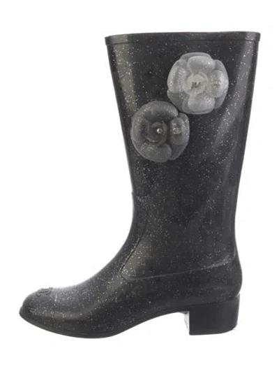 Pre-owned Chanel Vintage 2010 Rain Boots In Black