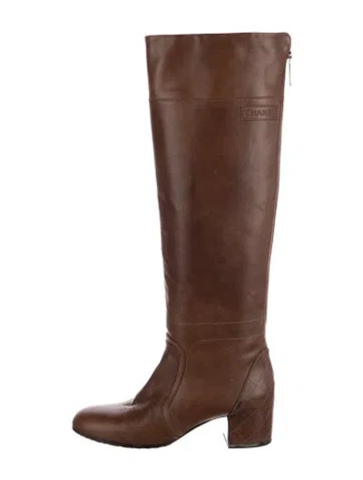 Pre-owned Chanel Vintage 2010 Riding Boots In Brown