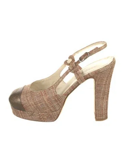 Pre-owned Chanel Vintage 2010 Slingback Pumps In Gold/neutrals
