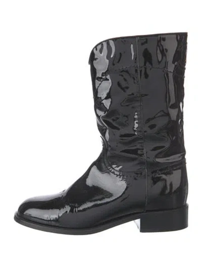 Pre-owned Chanel Vintage 2010 Western Boots In Black