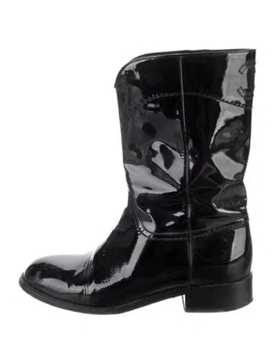 Pre-owned Chanel Vintage 2010 Western Boots In Black