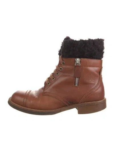 Pre-owned Chanel Vintage 2011 Lace-up Boots In Brown
