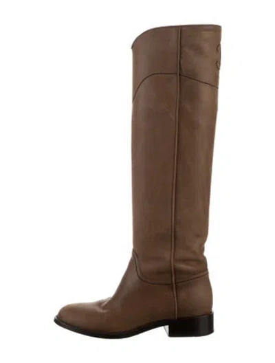 Pre-owned Chanel Vintage 2011 Riding Boots In Neutrals