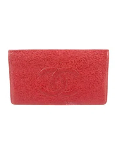 Pre-owned Chanel Vintage 2011-2012 Bifold Wallet In Red
