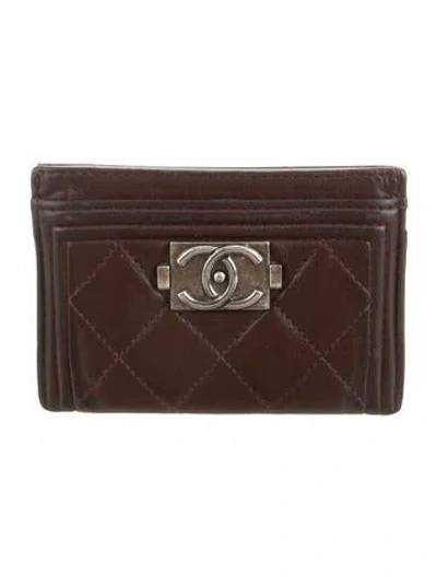 Pre-owned Chanel Vintage 2011-2012 Card Holder In Burgundy